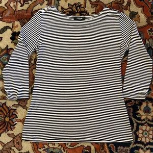 Premise Petite Black & White Boatneck Top Sz PP